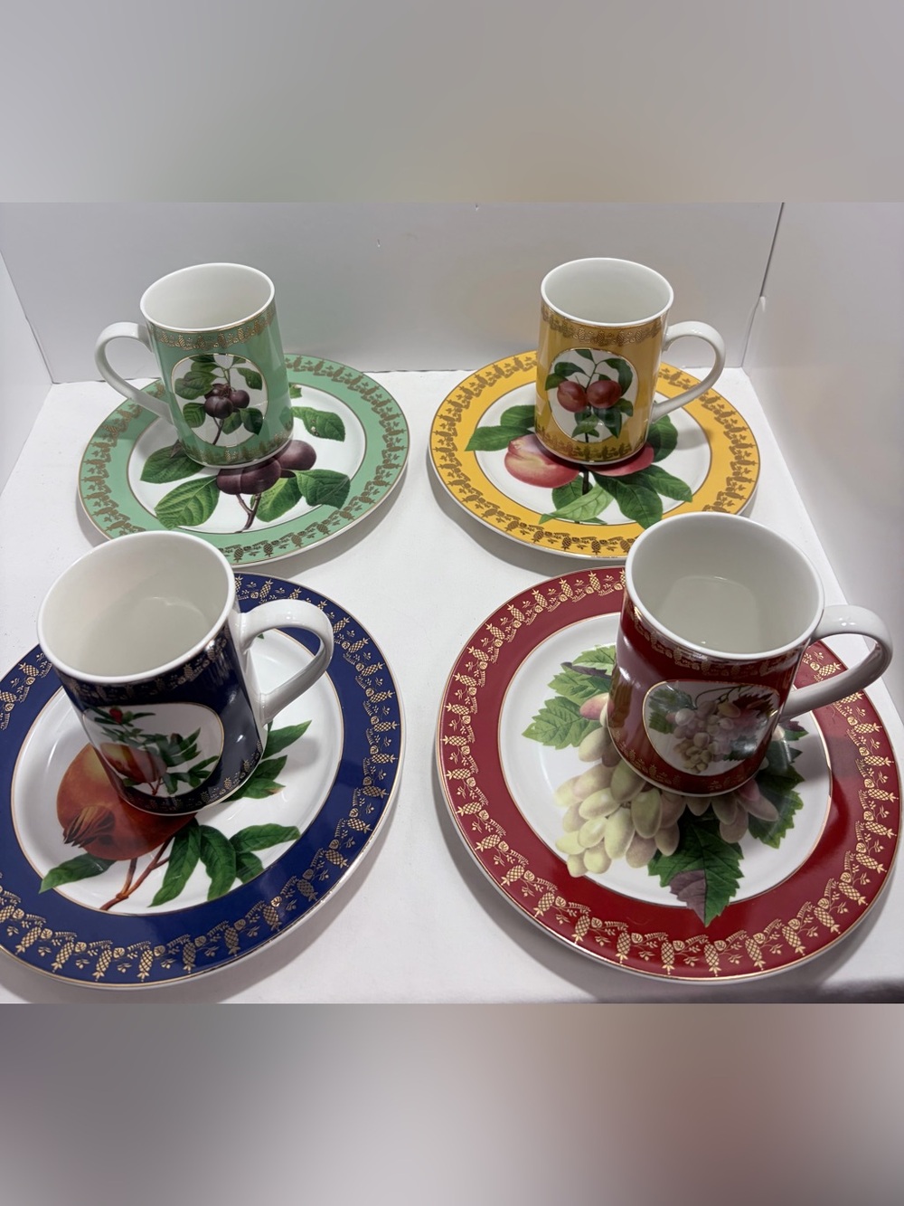 American Atelier at Home Set of 4 Porcelain Dessert Plates & Mugs